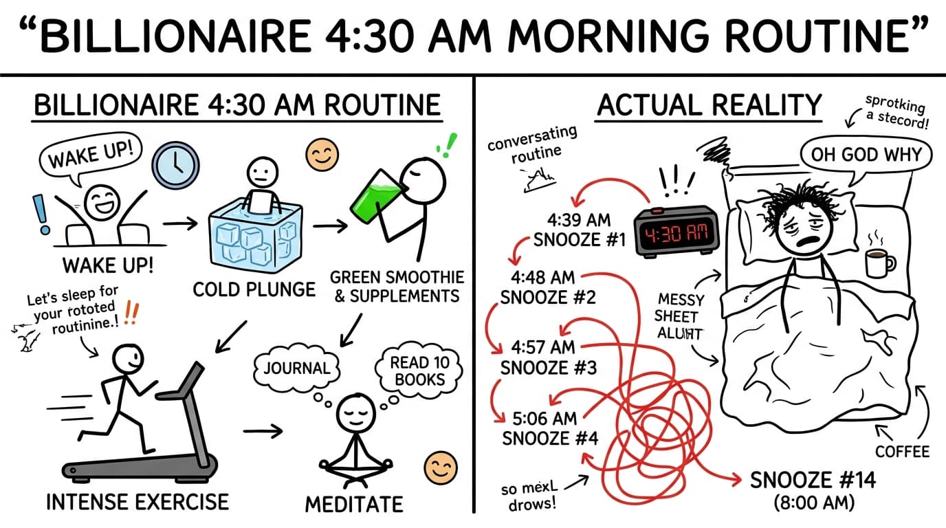 Billionaire 4:30 AM Routine vs Actual Reality