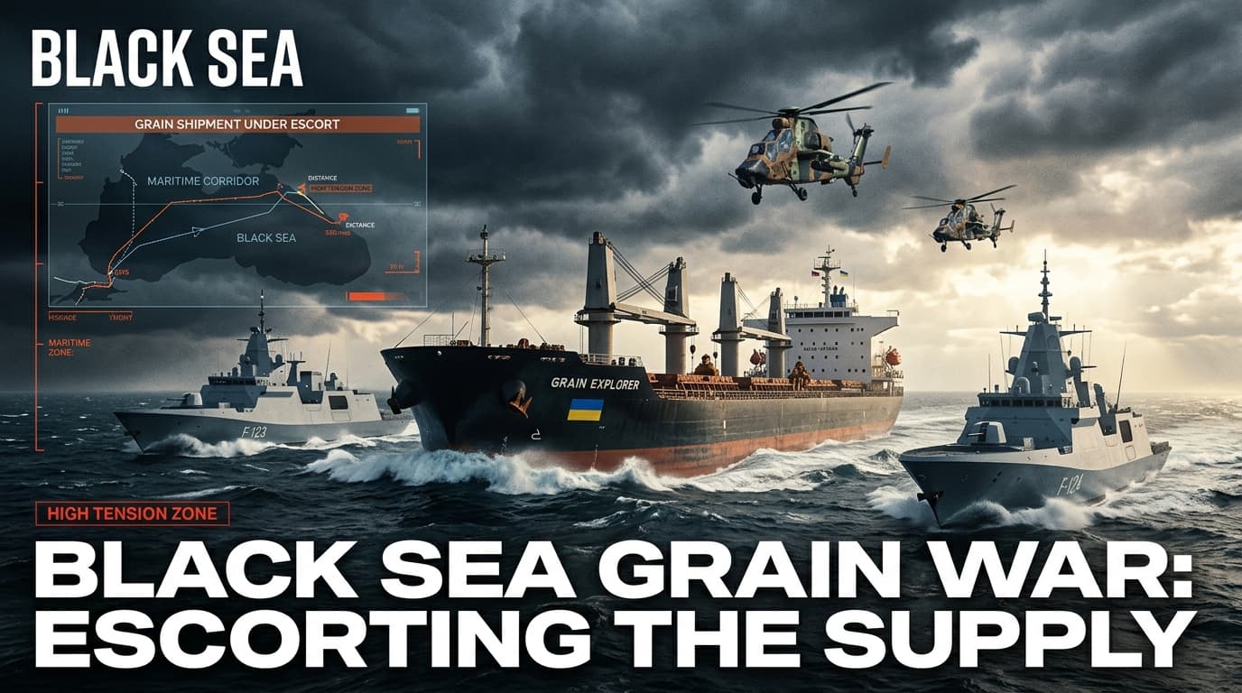 Black Sea Grain War: Naval Corvettes Escorting Bulk Freighters