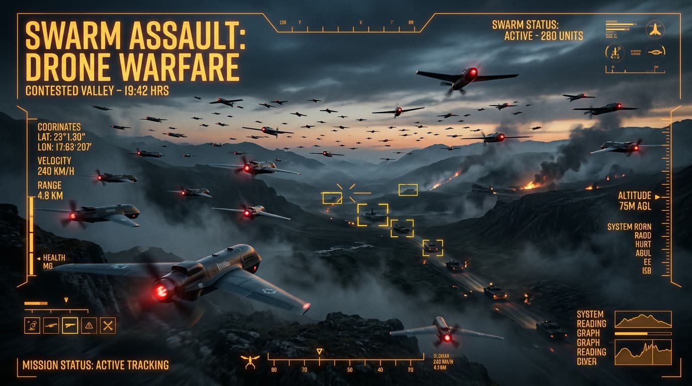 Swarm Assault: Autonomous Loitering Munitions Over Contested Valley