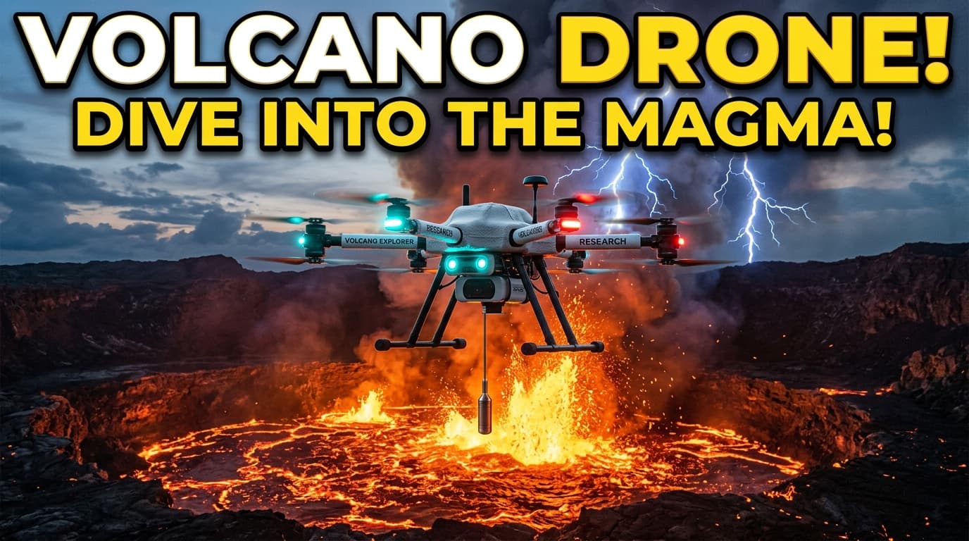 Volcano Drone: Hovering Over Boiling Magma Fountains
